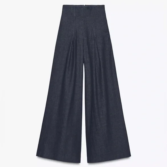 ZARA WOMAN COLLECTION WIDE LEG ULTRA HIGH-WAISTED JEANS - Picture 14 of 16